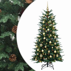 vidaXL Mākslīgā Saliekamā Ziemassvētku Egle 150 cm 150 LED Silti balts