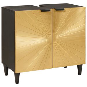 vidaXL Izlietnes skapītis ar plauktu Melns un zelts 62 x 33 x 58 cm