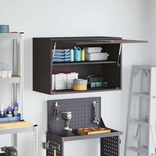vidaXL Sienas skapis garāžai Melna 80 x 40 x 53 cm