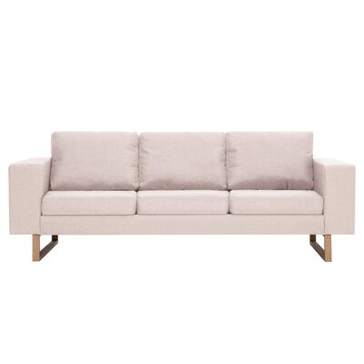 vidaXL trīsvietīgs dīvāns, krēmkrāsas audums