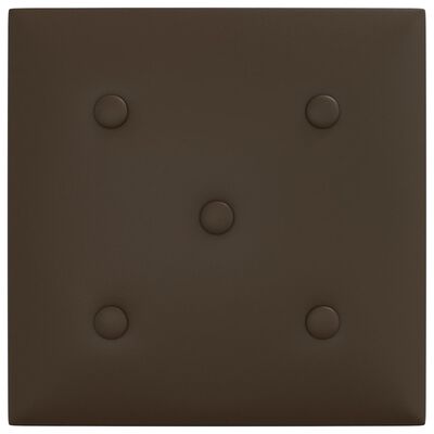 vidaXL sienas paneļi, 12 gab., brūni, 30x30 cm, mākslīgā āda, 1,08 m²