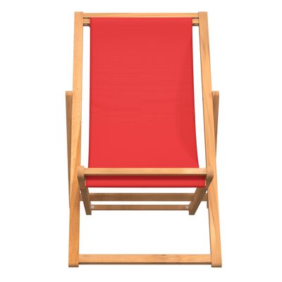 vidaXL saliekams pludmales krēsls, masīvs tīkkoks, sarkans