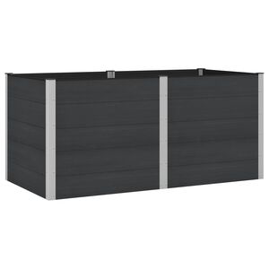 vidaXL Augstā puķu kaste Melns 200 x 100 x 91 cm WPC un alumīnijs
