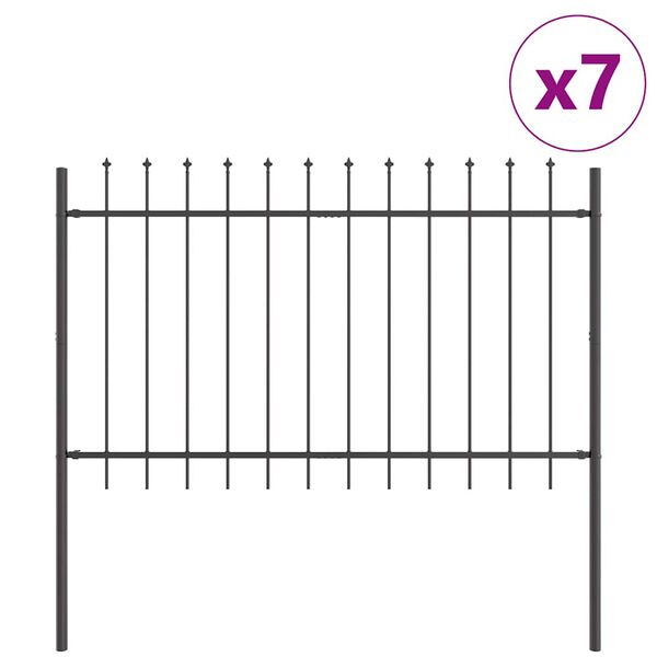 vidaXL Dārza žogs 7 pcs Pelēka 11,9 x 1 m Pulverkrāsots tērauds