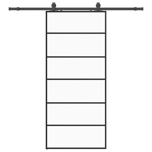 vidaXL bīdāmās durvis ar stiprinājumiem, melns, stikls, 90x205 cm