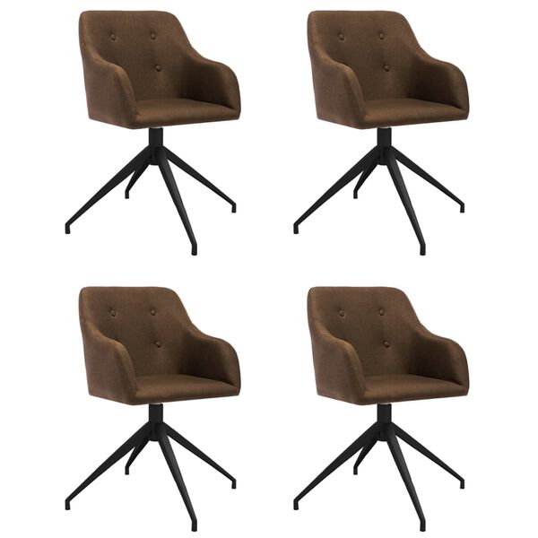 vidaXL grozāmi virtuves krēsli, 4 gab., brūns audums