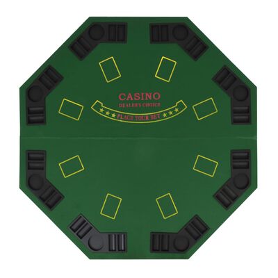 vidaXL pokera galda virsma, salokāma, 8 spēlētājiem, astoņstūra, zaļa