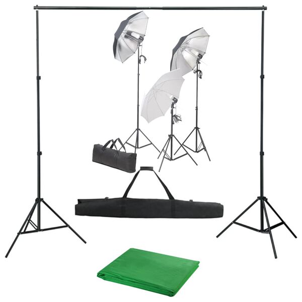 vidaXL fotostudijas komplekts, gaismas un fons