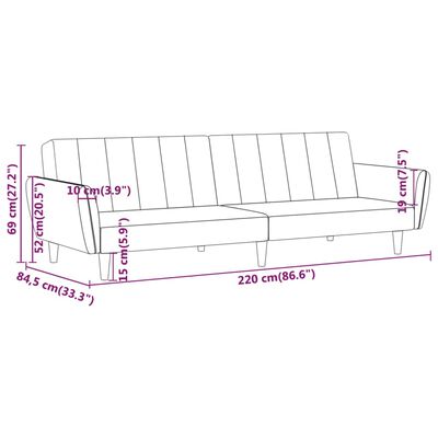 vidaXL 2-vietīga dīvāngulta, krēmkrāsas samts