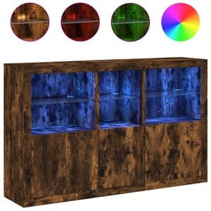 vidaXL kumode ar LED lampiņām, ozolkoka krāsa, 162x37x100 cm