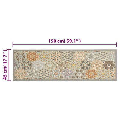 vidaXL virtuves paklājs, mazgājams, sešstūru apdruka, 45x150 cm, samts