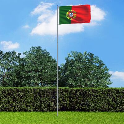 vidaXL Portugāles karogs un karoga masts, alumīnijs, 6 m