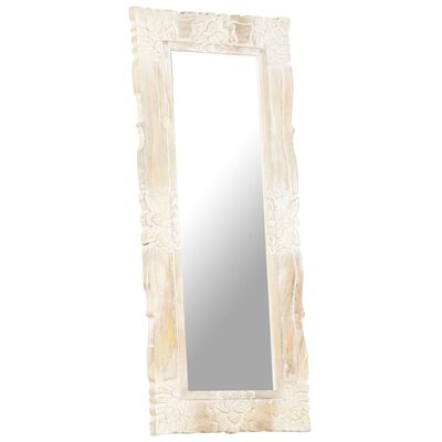 vidaXL spogulis, balts, 110x50 cm, mango masīvkoks