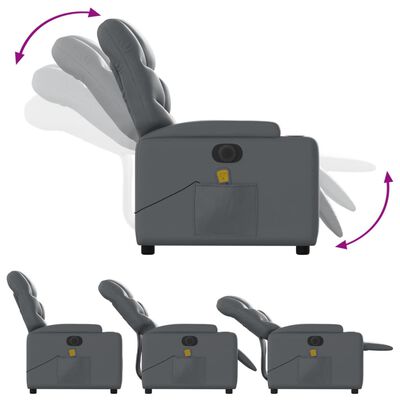 vidaXL elektrisks masāžas krēsls, atgāžams, pelēka mākslīgā āda
