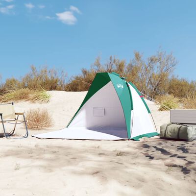vidaXL pludmales telts, zaļa, 268x223x125 cm, 185T, tafts