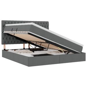 vidaXL Gulta ar uzglabā&scaron;anas vietu un LED Tum&scaron;i pelēks 160 x 200 cm