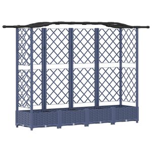 vidaXL Pacelta gulta ar treliem un jumtu Pelēks 203,5 x 40 x 125 cm PP