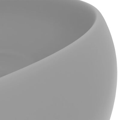 vidaXL izlietne, apaļa, 40x15 cm, matēta gaiši pelēka keramika