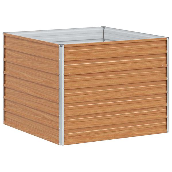 vidaXL Augstā puķu kaste Gai&scaron;i brūns 100 x 100 x 77 cm Cinkots tērauds