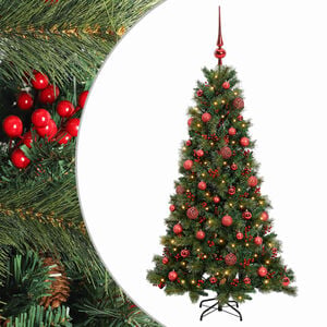vidaXL Mākslīgā Ziemassvētku egle ar bumbiņu 150 cm 150 LED