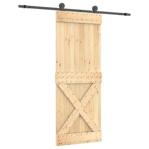 vidaXL Slīdo&scaron;ās durvis 80 x 210 cm Cieta priedes koks (neapstrādāts)
