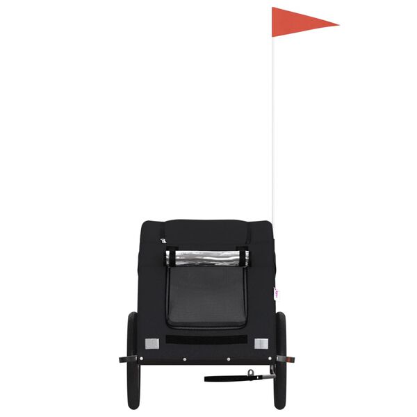 vidaXL mājdzīvnieku velo piekabe, melna, Oksfordas audums un dzelzs