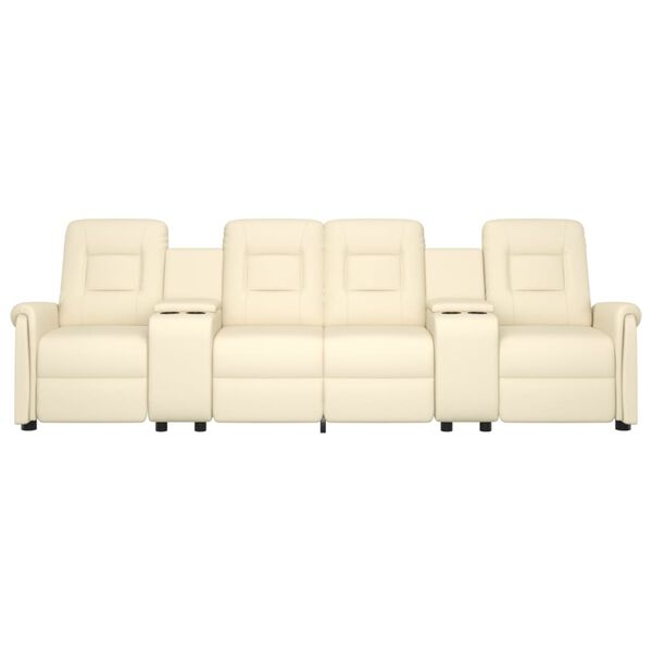 vidaXL četrvietīgs masāžas krēsls ar glāžu turētāju, krēmkrāsas