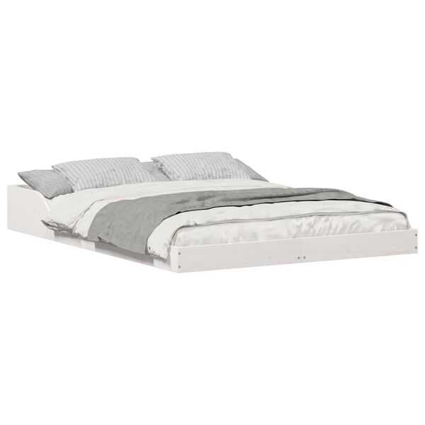 vidaXL Gultas rāmis Balts 120 x 200 cm Ciets priedes koks