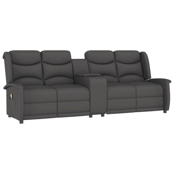 vidaXL četrvietīgs masāžas krēsls ar glāžu turētāju, tum&scaron;i pelēks