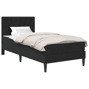 vidaXL Gultas rāmis ar matraci ar galvas klāju Melns 90 x 190 cm Samts