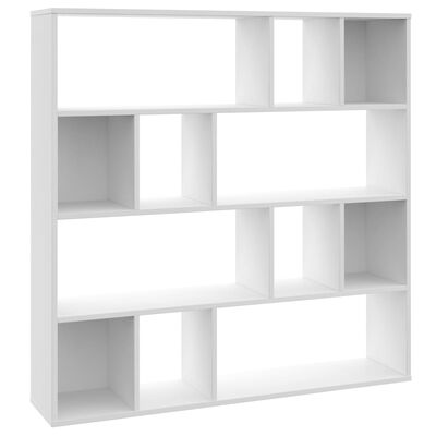vidaXL istabas aizslietnis/grāmatu plaukts, 110x24x110 cm, balts