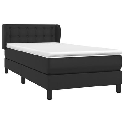 vidaXL atsperu gulta ar matraci, melna, 100x200 cm, mākslīgā āda