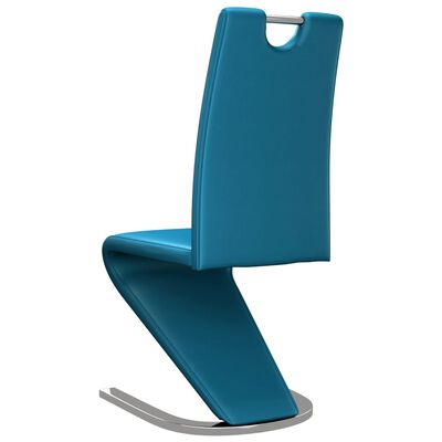 vidaXL virtuves krēsli, 2 gab., zigzaga forma, zila mākslīgā āda