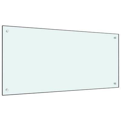 vidaXL virtuves sienas panelis, 100x50 cm, rūdīts stikls, balts
