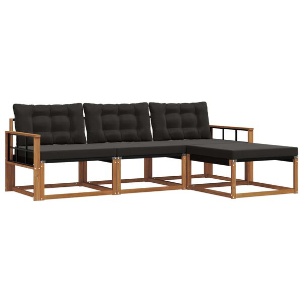 vidaXL Āra dīvānu komplekts ar spilvenu 4 pcs Dabīgs un melns