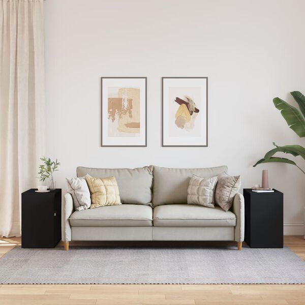 vidaXL galdiņi, 2 gab., melns, 50x30x50 cm, inženierijas koks