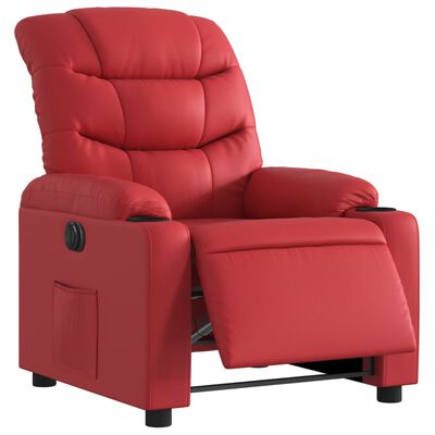 vidaXL elektrisks atpūtas krēsls, atgāžams, sarkana mākslīgā āda