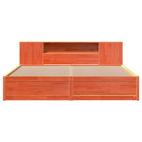 vidaXL gulta bez matrača, vaska brūnas, 180x200 cm, priedes masīvkoks