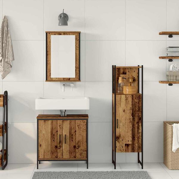 vidaXL Vannas istabas mēbeļu komplekts 3 pcs Brūna 33 x 33 x 120.5 cm