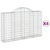 vidaXL arkveida gabiona grozi, 4 gb., 200x30x120/140cm, cinkota dzelzs