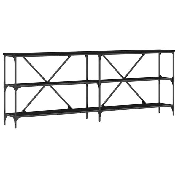 vidaXL Konsoles galds ar plauktu Melns ozolkoks 200 x 30 x 75 cm