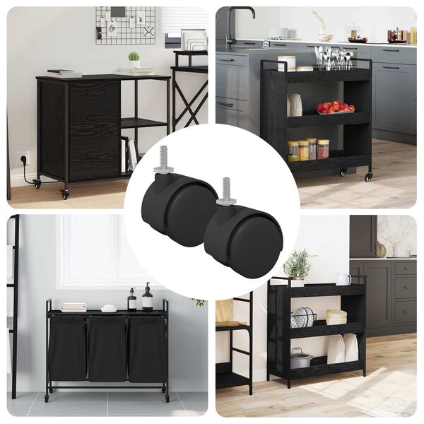 vidaXL Riteņi 2 pcs Melna 40,1 x 40,1 x 37,8 mm PP un dzelzs