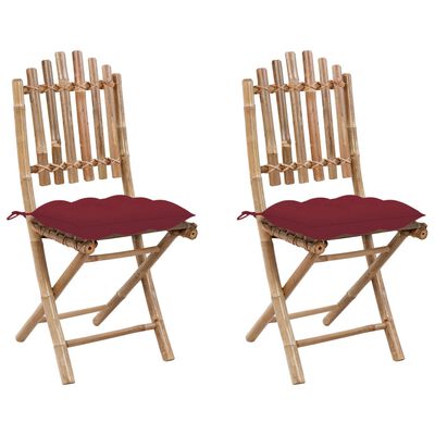 vidaXL saliekami dārza krēsli ar matračiem, 2 gab., bambuss