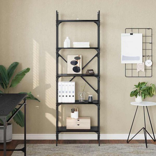 vidaXL Grāmatu skapis Melns ozolkoks 56 x 32 x 174 cm