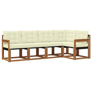 vidaXL Āra dīvānu komplekts ar spilvenu 5 pcs Dabisks un krējuma