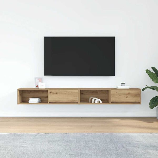 vidaXL TV skapī&scaron;i, 2 gab., koka krāsā 100x31x25,5 cm inženierijas koks