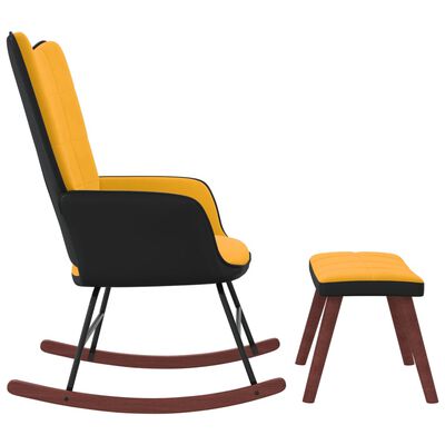 vidaXL šūpuļkrēsls ar kāju balstu, sinepju dzeltens, samts un PVC