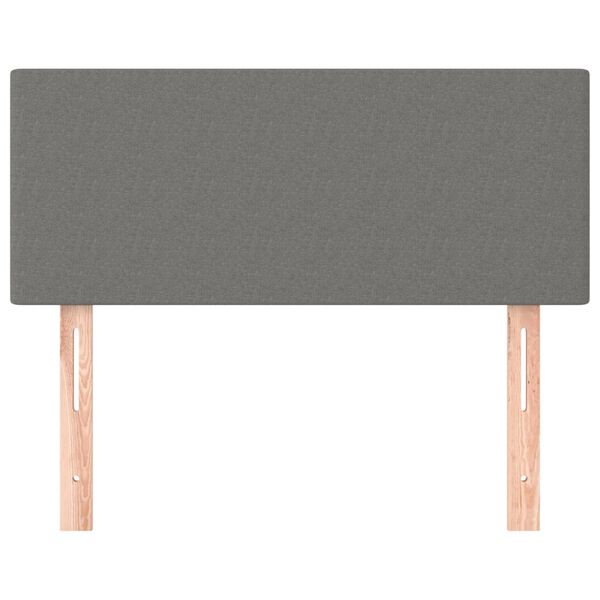 vidaXL gultas galvgalis, 90x5x78/88 cm, tum&scaron;i pelēks audums