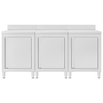 vidaXL virtuves darba galdu/skapīšu komplekts, 180x60x96 cm, tērauds