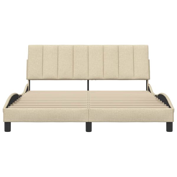 vidaXL gultas rāmis bez matrača, Hanko, krēmkrāsas, 160x200 cm, audums